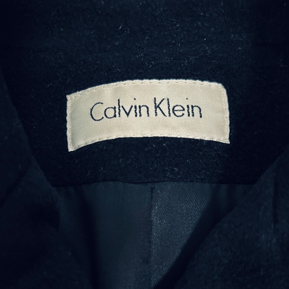 Vintage 1990s Calvin Klein 100% Merino Wool Single Breasted Walker Car Coat - 8 - Picture 3 of 15